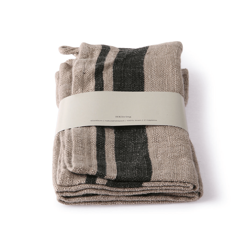Stoffserviette - Linen striped 2er Set von HK Living