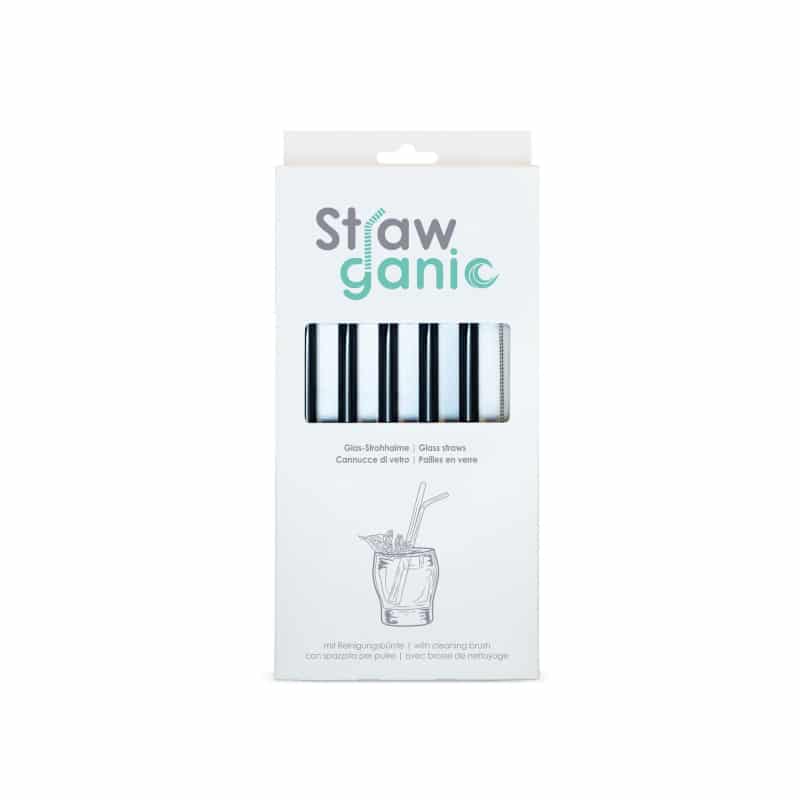 Strohhalme 5er Set - Glas schwarz von Strawganic