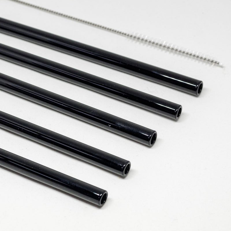 Strohhalme 5er Set - Glas schwarz von Strawganic