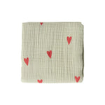 Studio Noos - Muselin Swaddle Hearts Sage Green