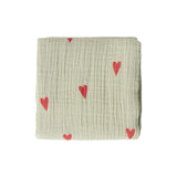 Studio Noos - Muselin Swaddle Hearts Sage Green