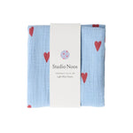 Studio Noos - Muselin Swaddle Hearts Light Blue