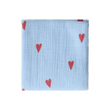 Studio Noos - Muselin Swaddle Hearts Light Blue