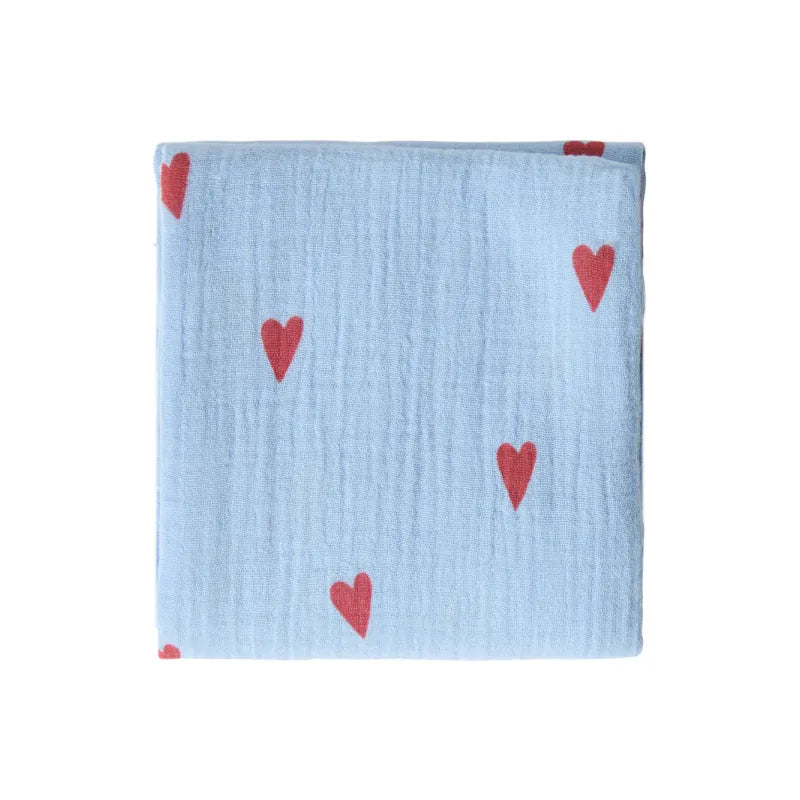 Studio Noos - Muselin Swaddle Hearts Light Blue