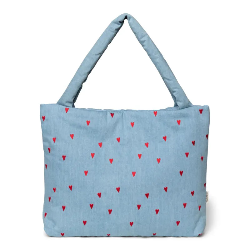 Studio Noos - Tasche Mom Puffy Denim Hearts