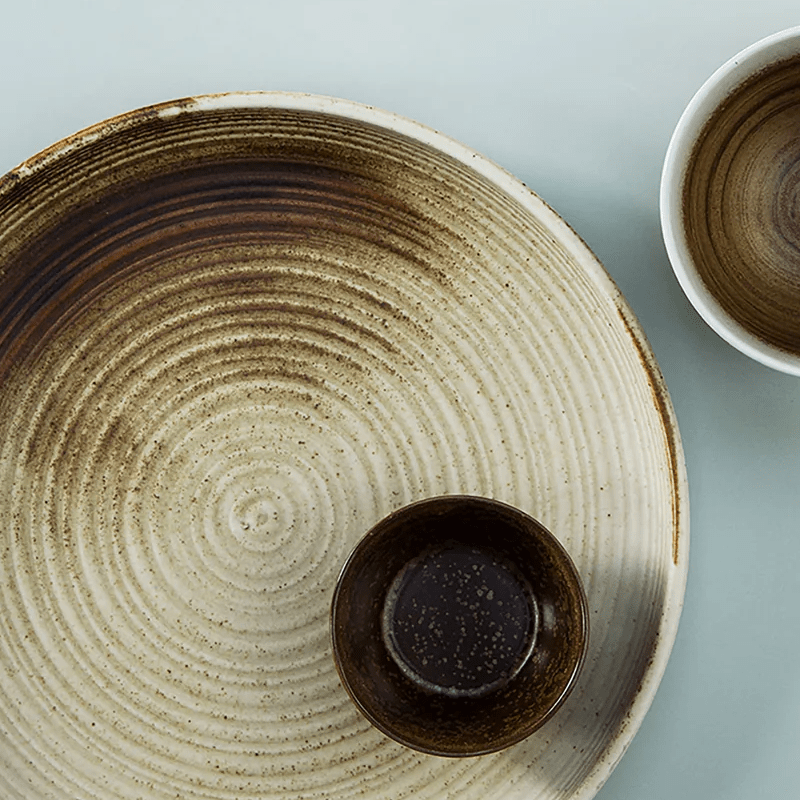 Teller gross - Rustic cream/brown von HK Living