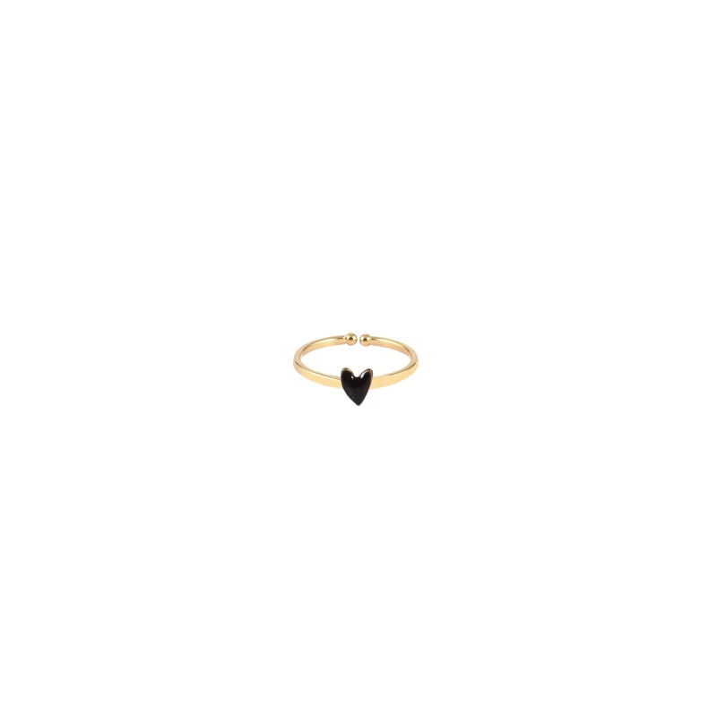 Titlee - Fingerring Grant Heart Gold/Schwarz