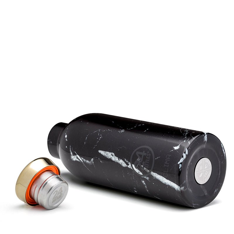 Trinkflasche - Clima Marble schwarz von 24 Bottles