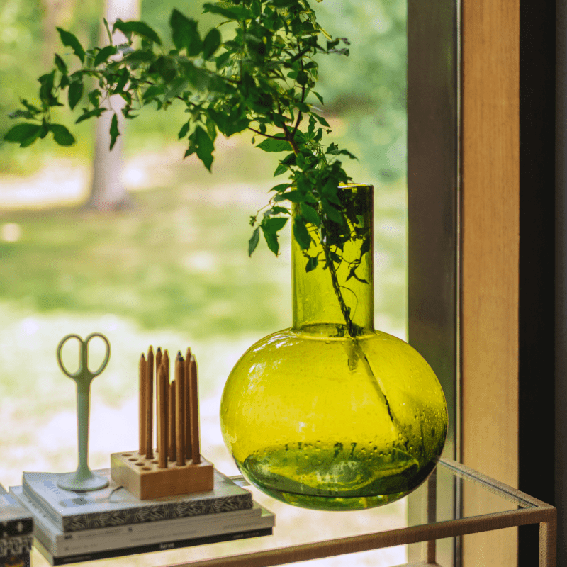 Vase - Glass blown green L von HK Living